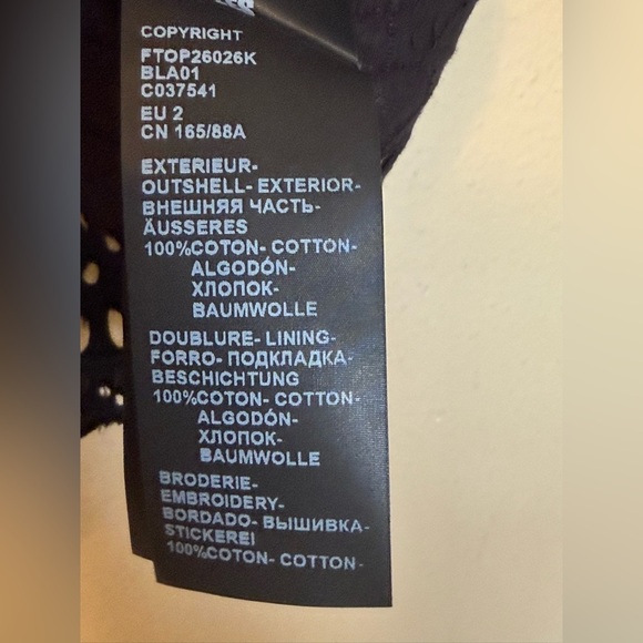 The Kooples Black Floral Embroidered Cropped Peplum Top NWT Size Medium - Picture 7 of 7